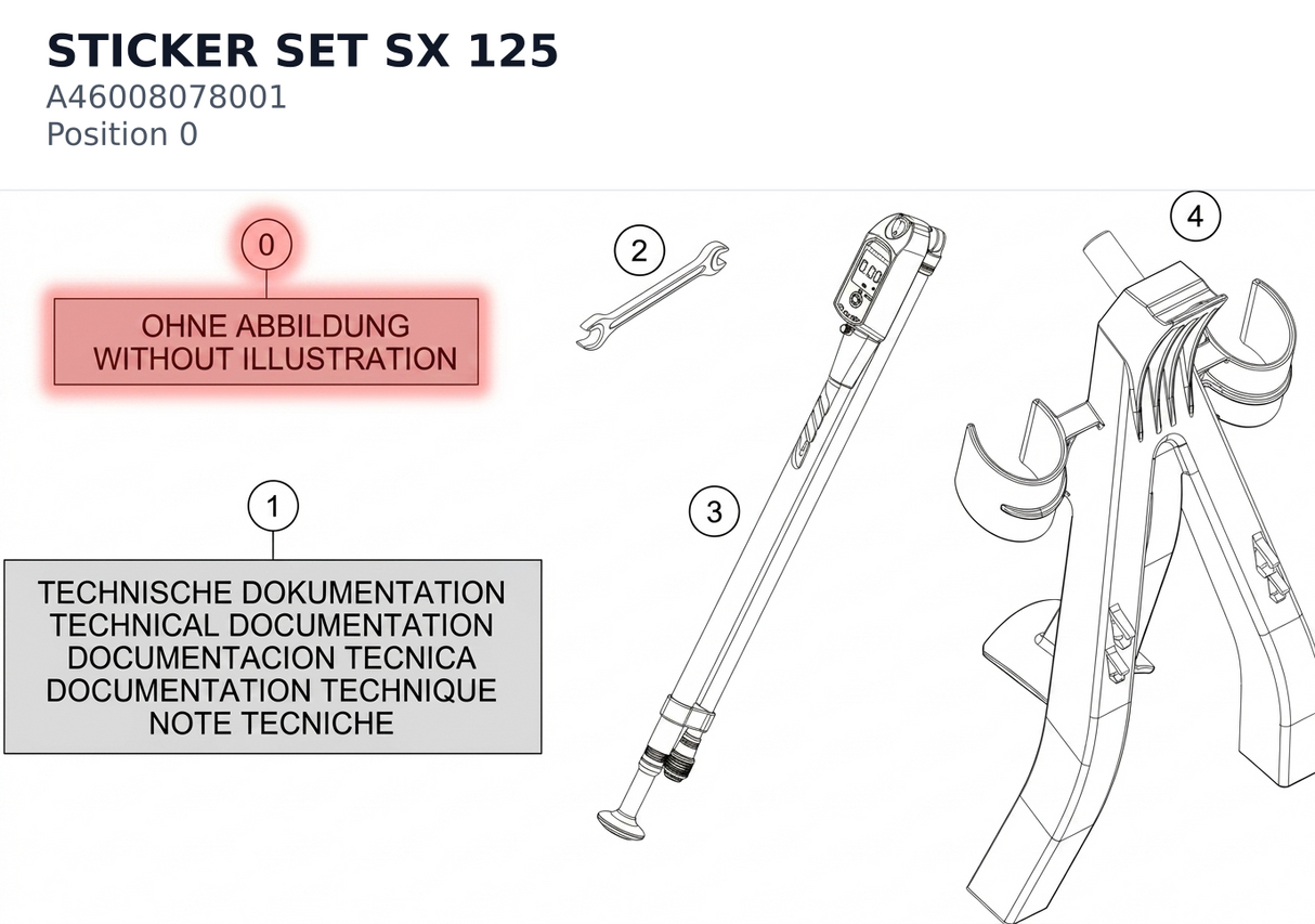 Diagram preview: STICKER SET SX 125 (A46008078001)