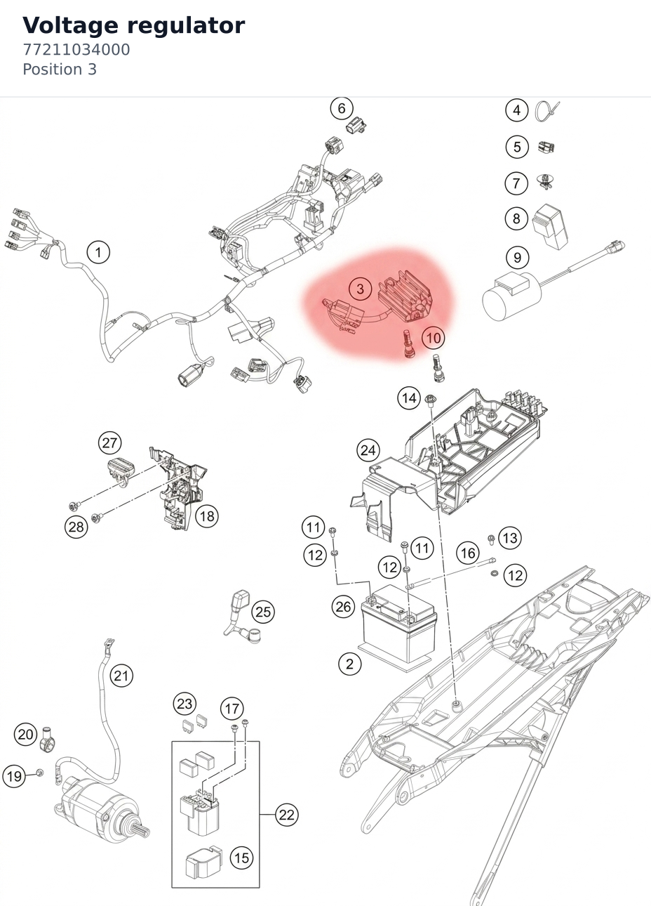 Diagram preview: Voltage regulator (77211034000)
