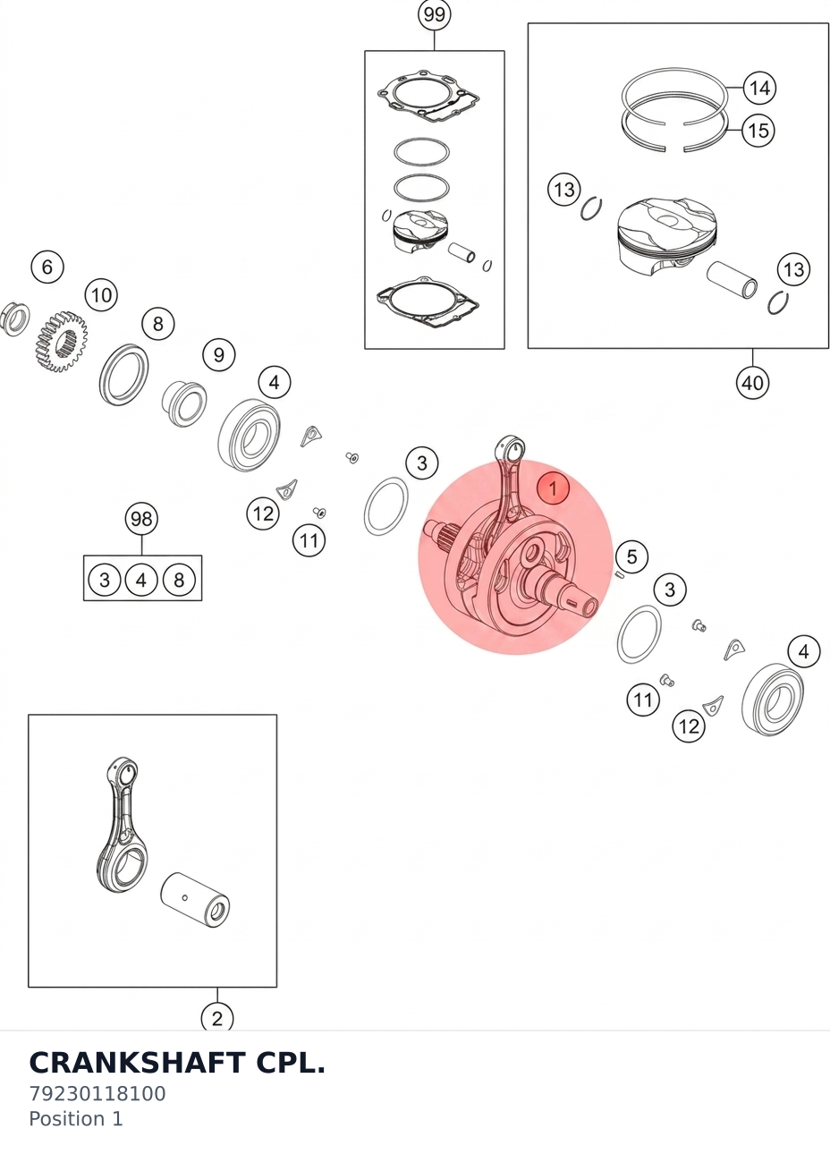 Diagram preview: CRANKSHAFT CPL. (79230118100)