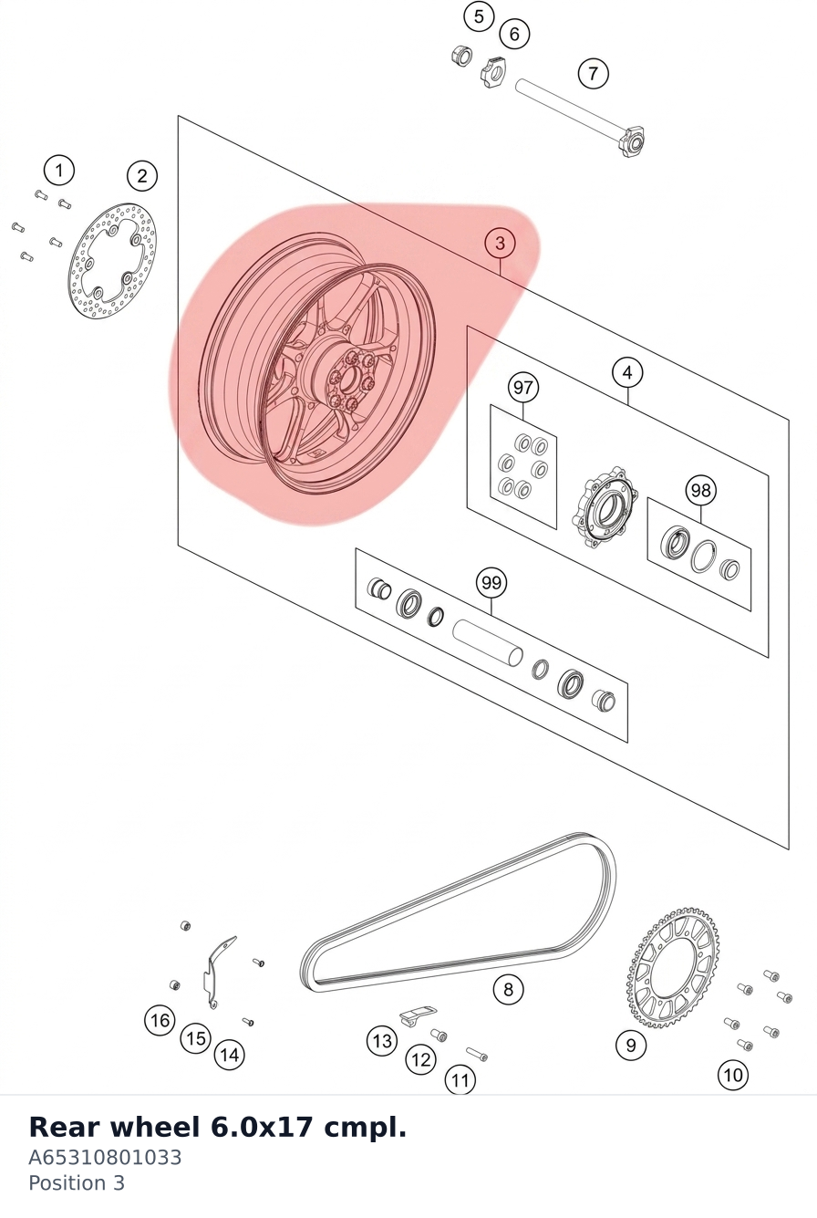Diagram preview: Rear wheel 6.0x17 cmpl. (A65310801033)