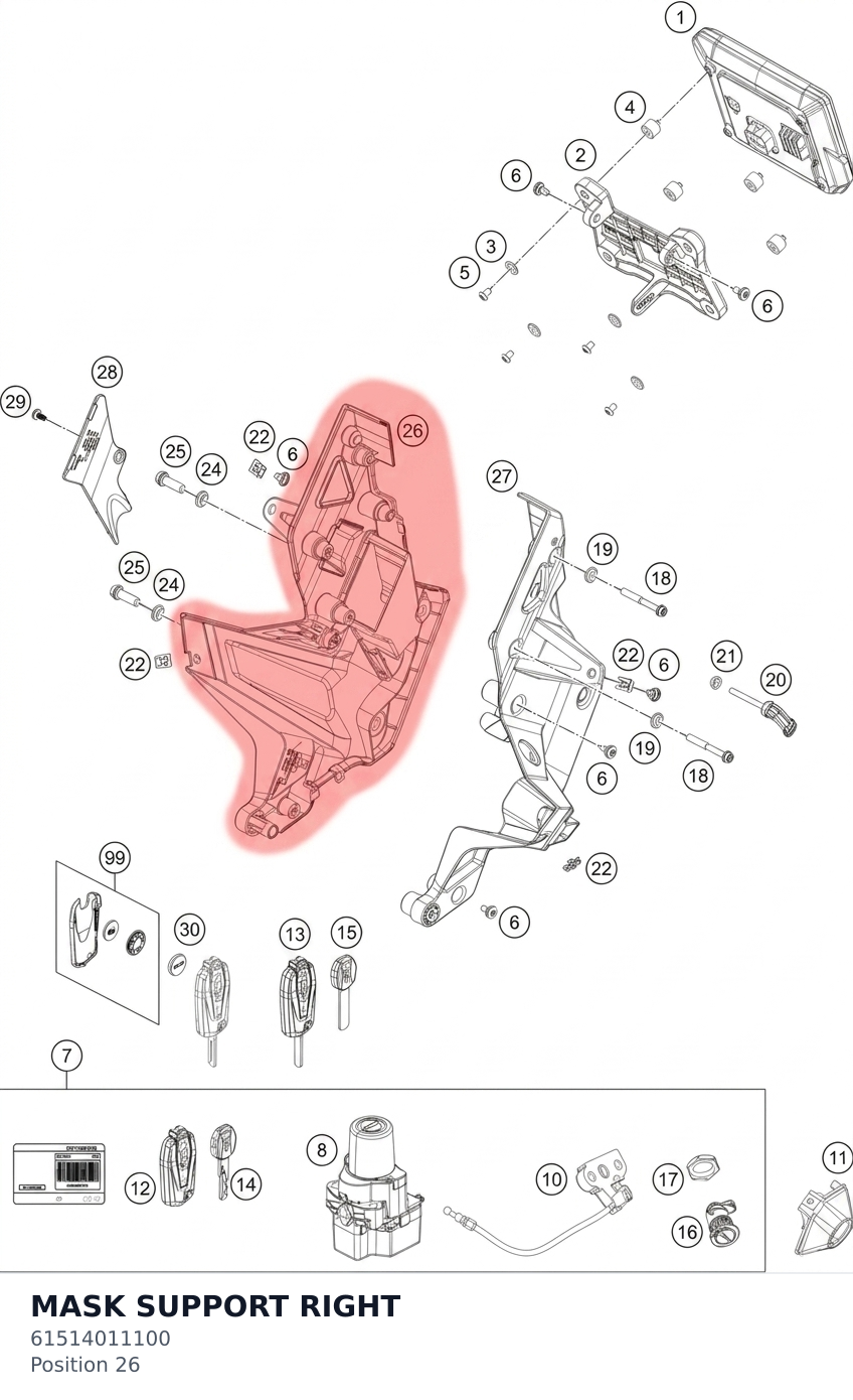 Diagram preview: MASK SUPPORT RIGHT (61514011100)