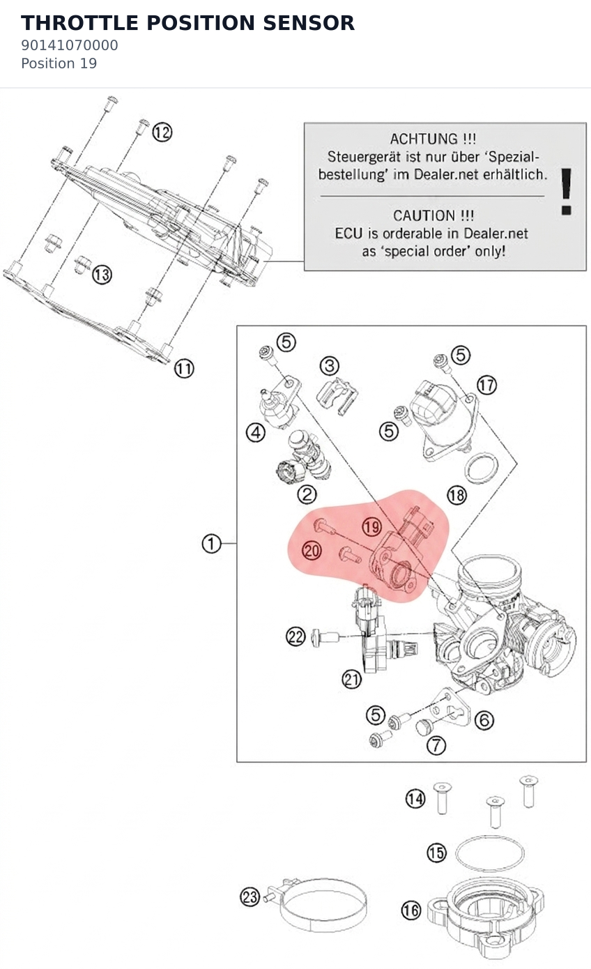 Diagram preview: THROTTLE POSITION SENSOR (90141070000)