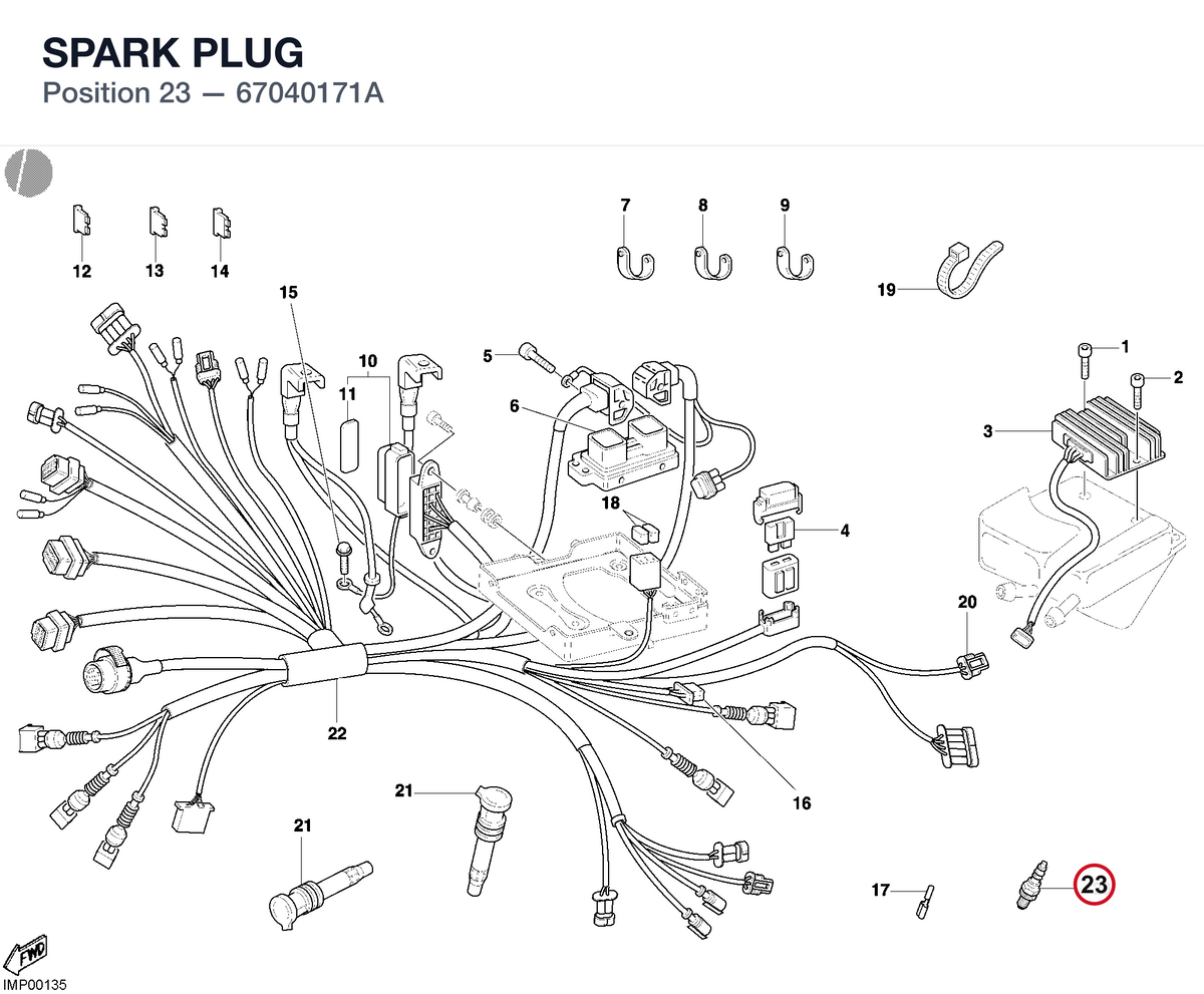 SPARK PLUG 67040171A diagram position