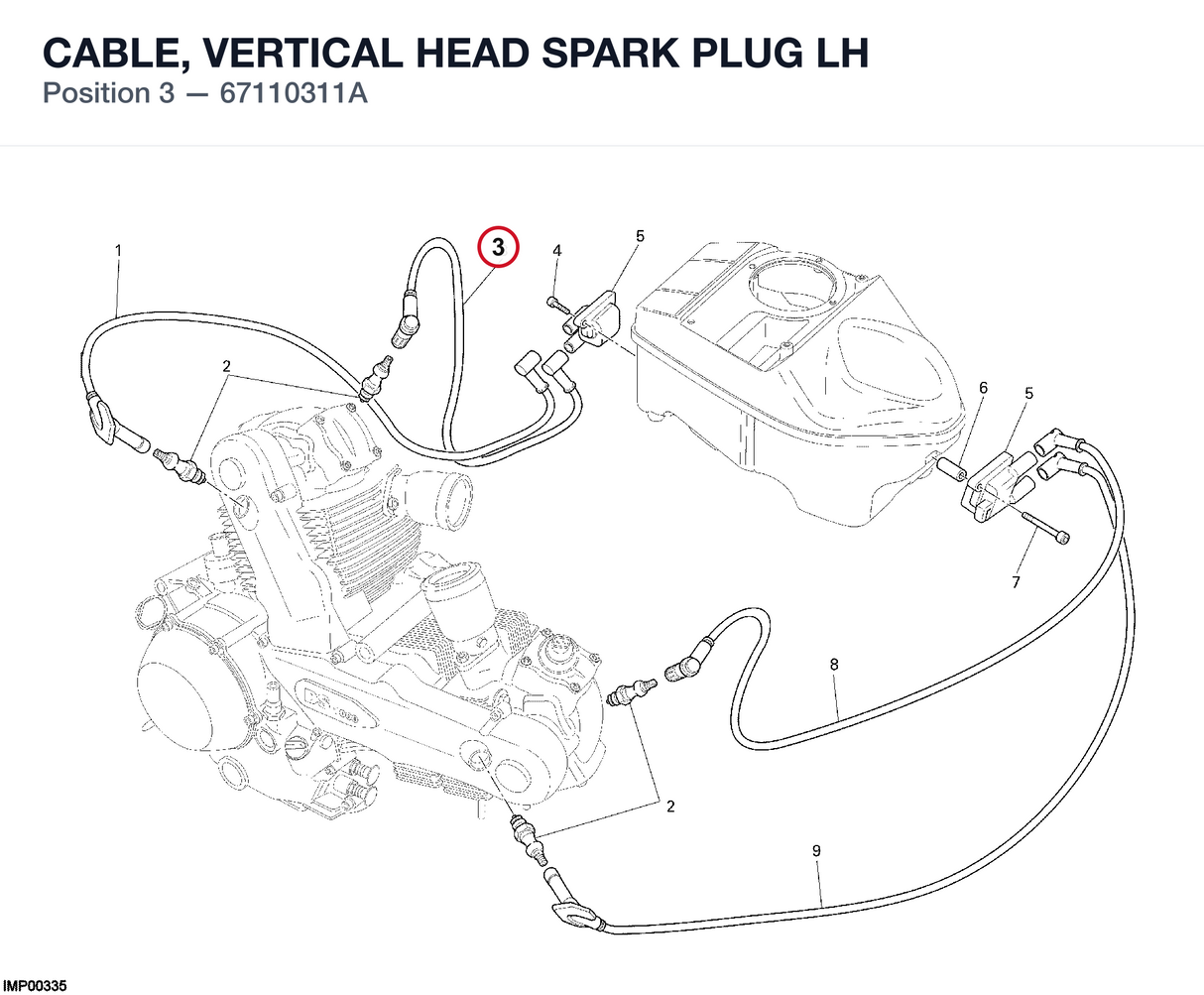 CABLE, VERTICAL HEAD SPARK PLUG LH