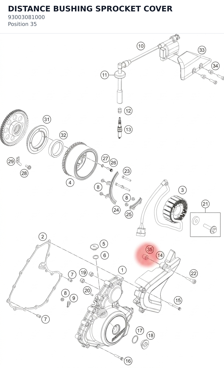 Diagram preview: DISTANCE BUSHING SPROCKET COVER (93003081000)