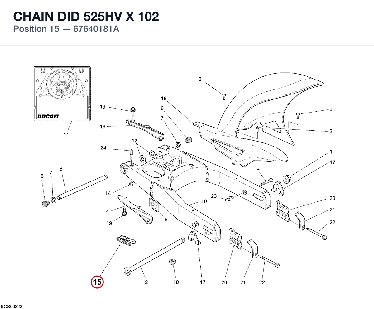 CHAIN DID 525HV X 102 67640181A diagram position