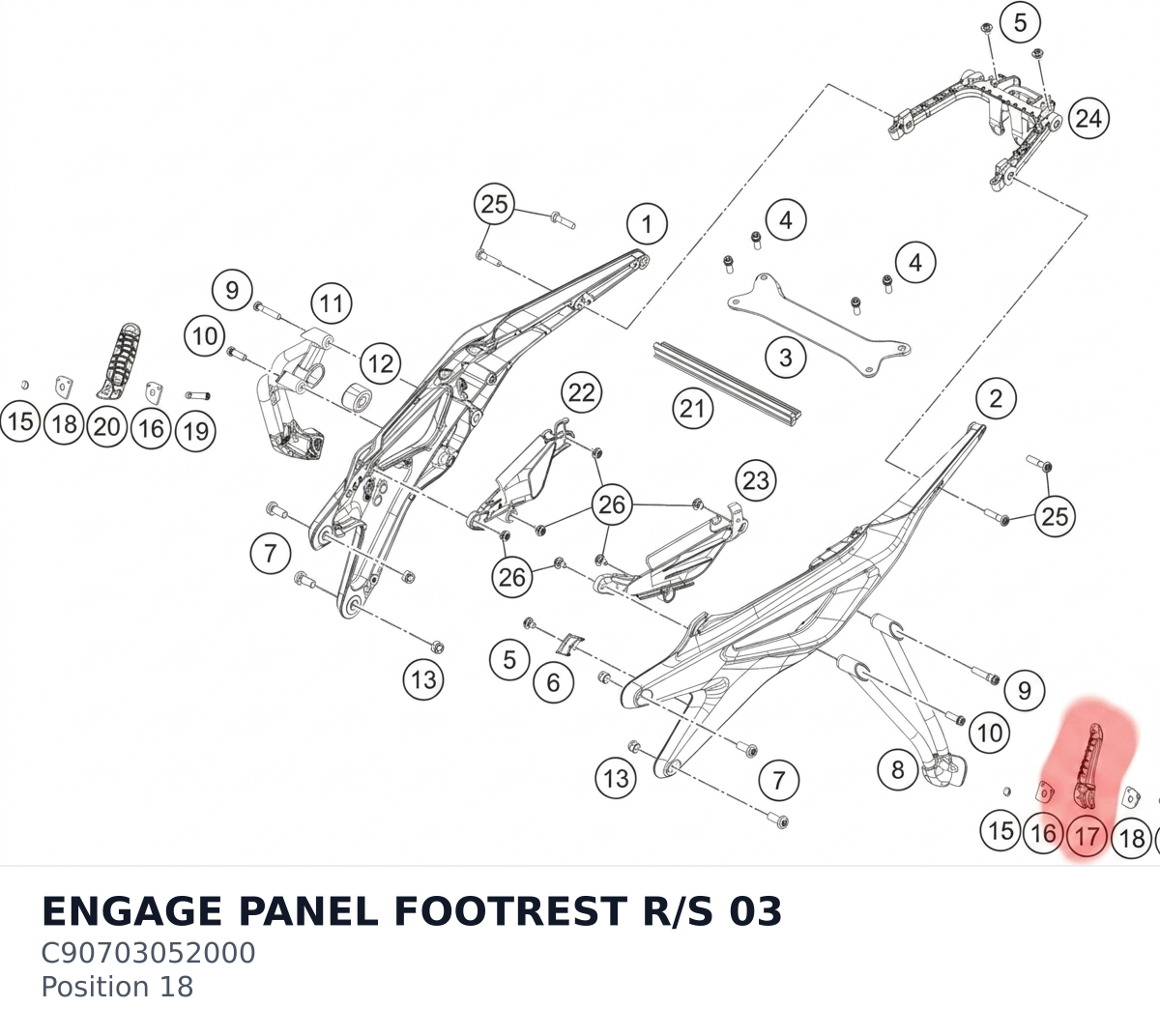 Diagram preview: ENGAGE PANEL FOOTREST R/S 03 (C90703052000)