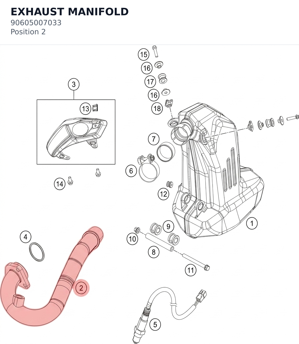 Diagram preview: EXHAUST MANIFOLD (90605007033)