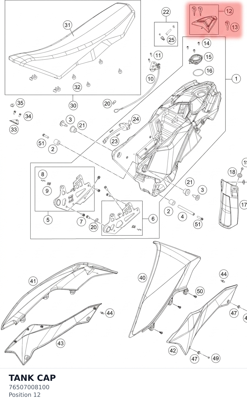 Diagram preview: TANK CAP (76507008100)