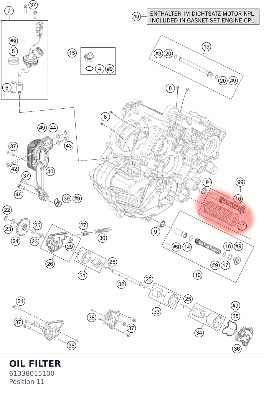 Diagram preview: OIL FILTER (61338015100)