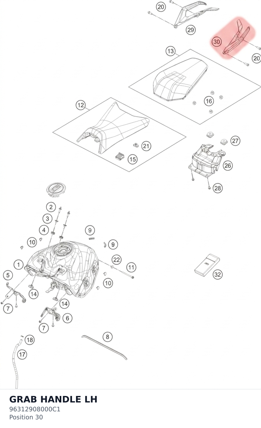 Diagram preview: GRAB HANDLE LH (96312908000C1)