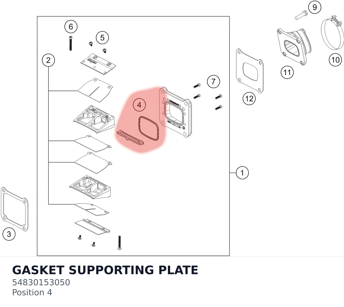 Diagram preview: GASKET SUPPORTING PLATE (54830153050)