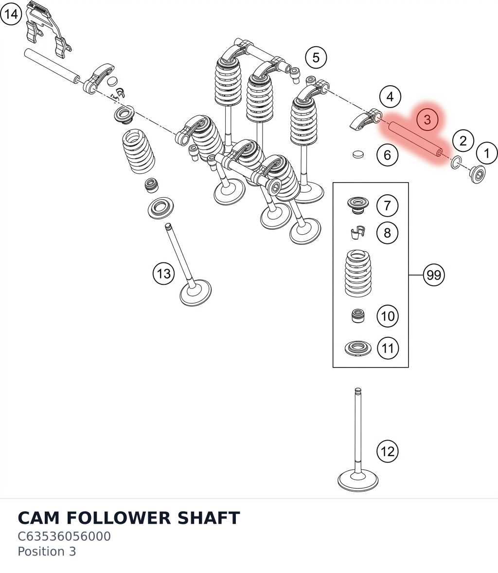 Diagram preview: CAM FOLLOWER SHAFT (C63536056000)