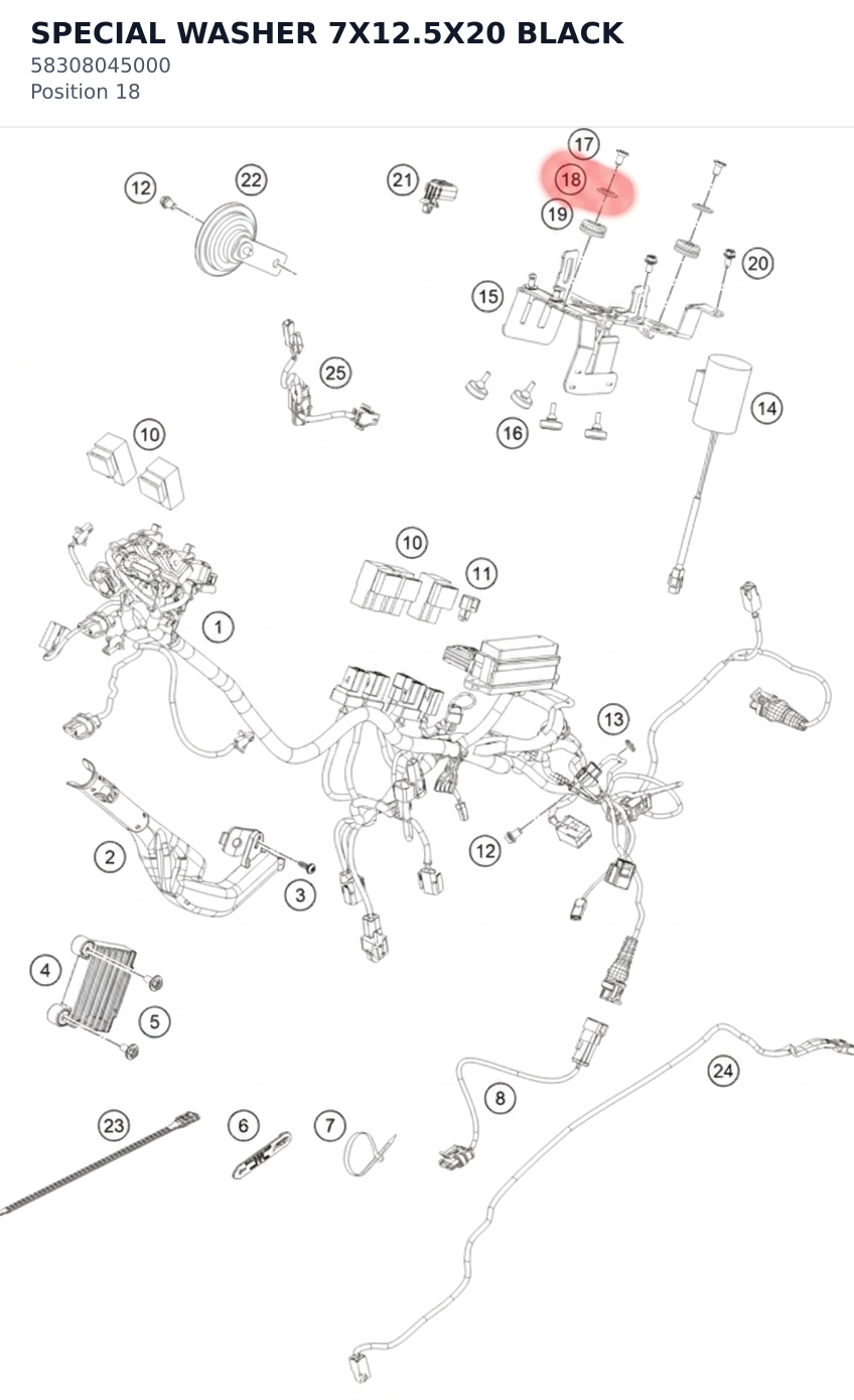 Diagram preview: SPECIAL WASHER 7X12.5X20 BLACK (58308045000)
