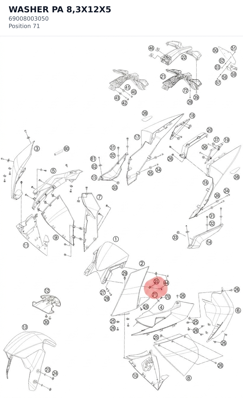 Diagram preview: WASHER PA 8,3X12X5 (69008003050)