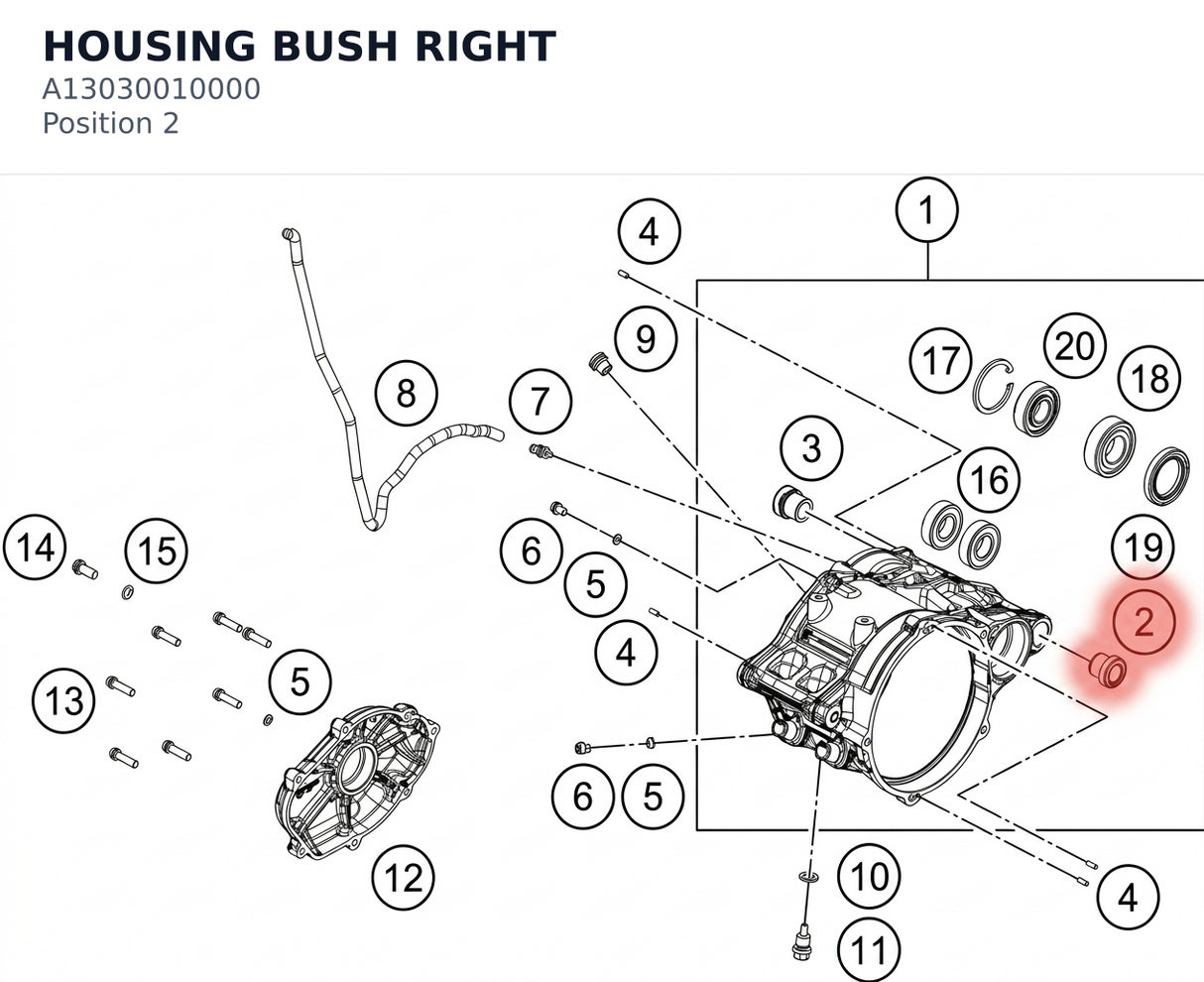 Diagram preview: HOUSING BUSH RIGHT (A13030010000)