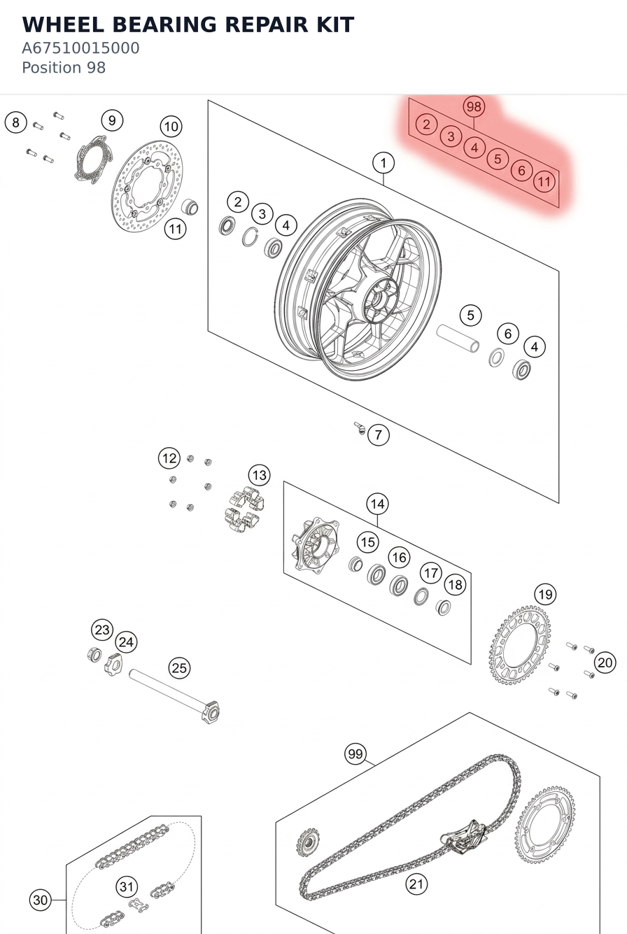 Diagram preview: WHEEL BEARING REPAIR KIT (A67510015000)