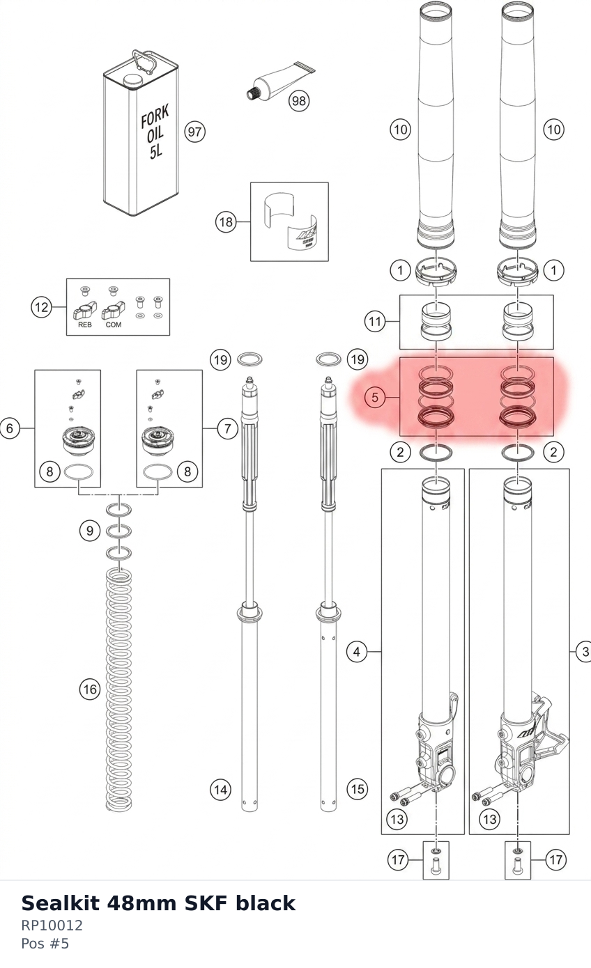 Diagram preview: Sealkit 48mm SKF black (RP10012)