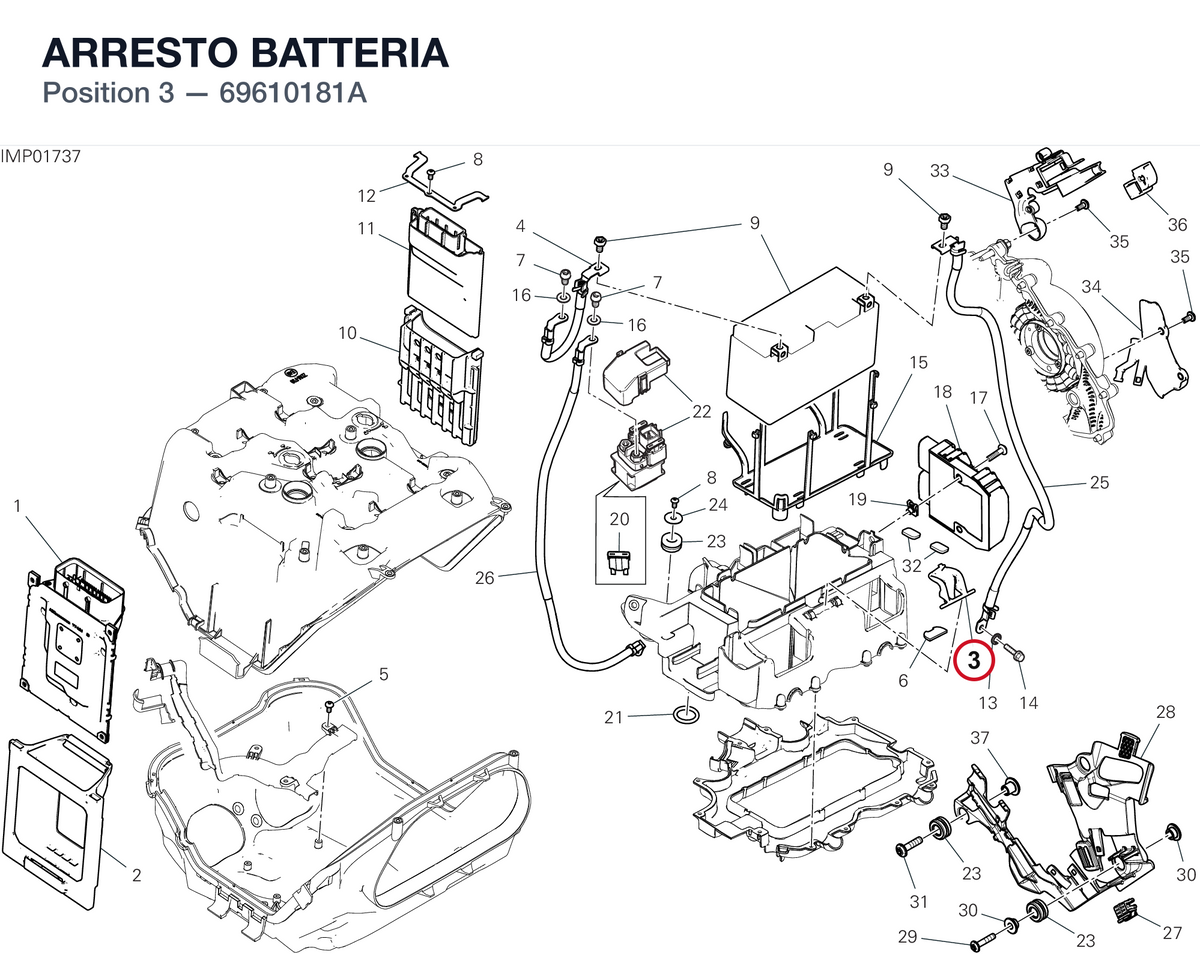 ARRESTO BATTERIA 69610181A diagram position