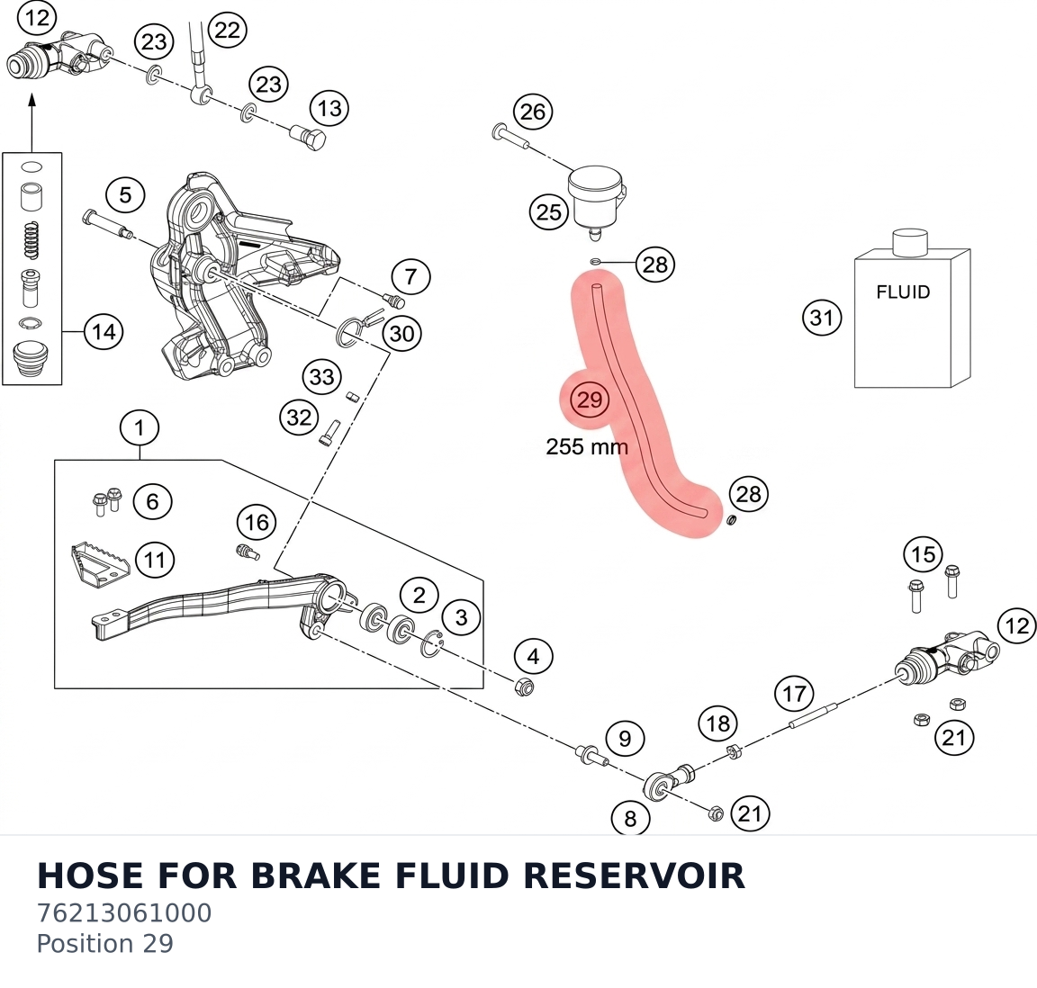 Diagram preview: HOSE FOR BRAKE FLUID RESERVOIR (76213061000)