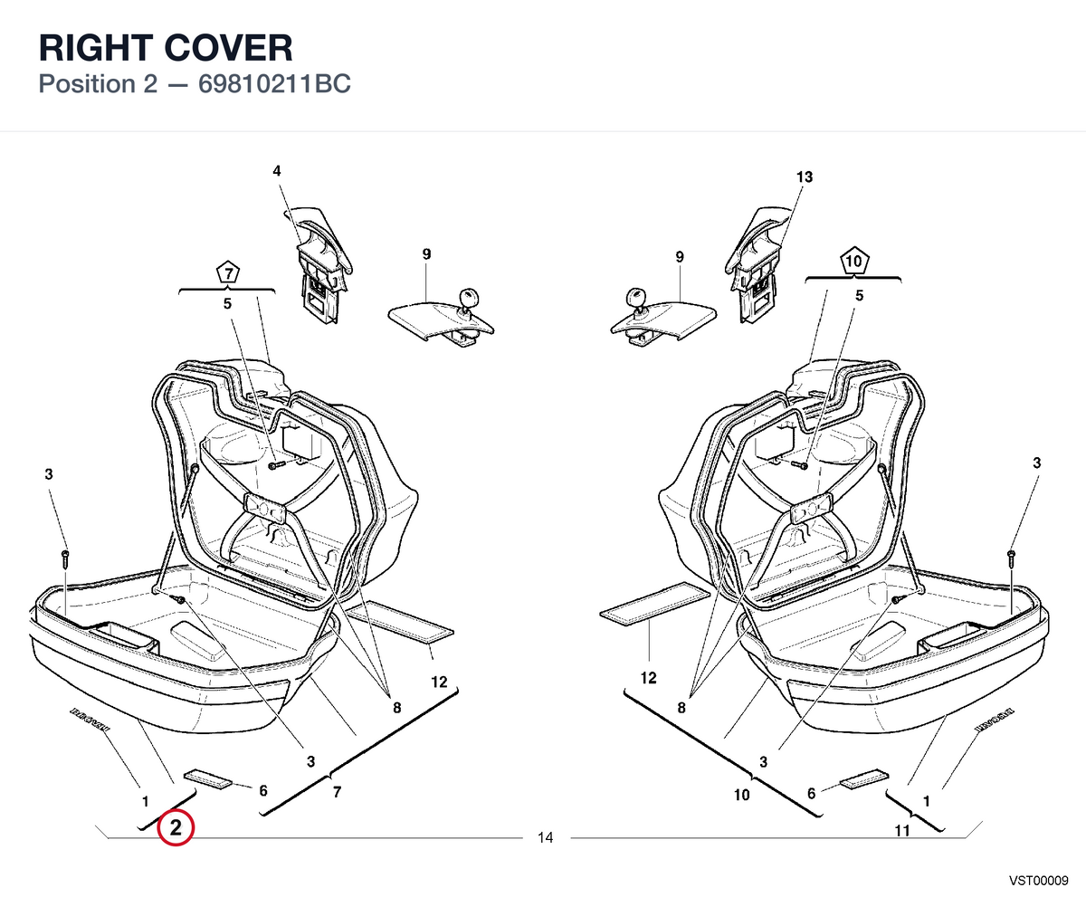 RIGHT COVER 69810211BC diagram position