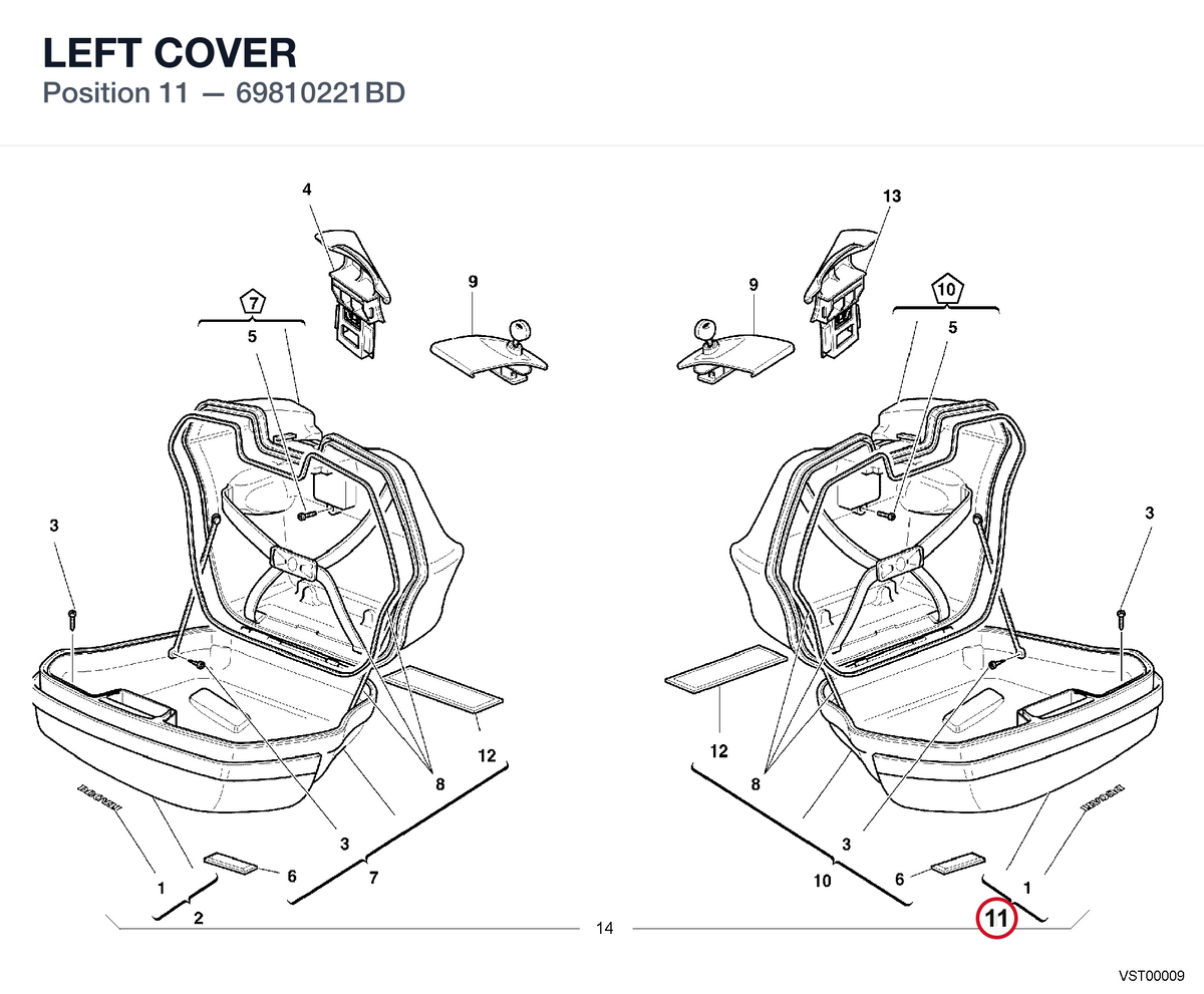 LEFT COVER 69810221BD diagram position