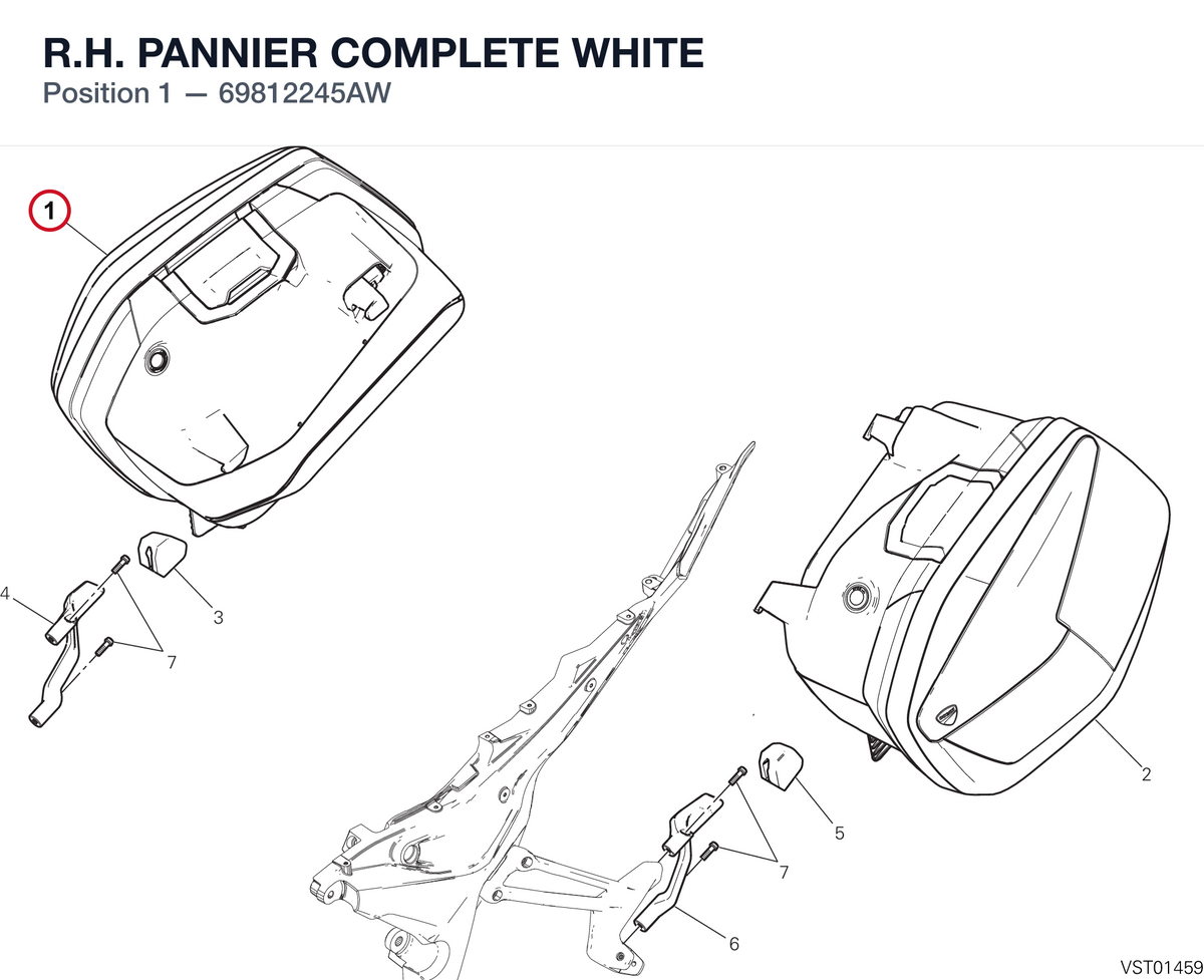 R.H. PANNIER COMPLETE WHITE 69812245AW diagram position