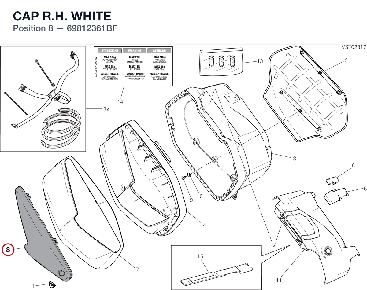 CAP R.H. WHITE 69812361BF diagram position