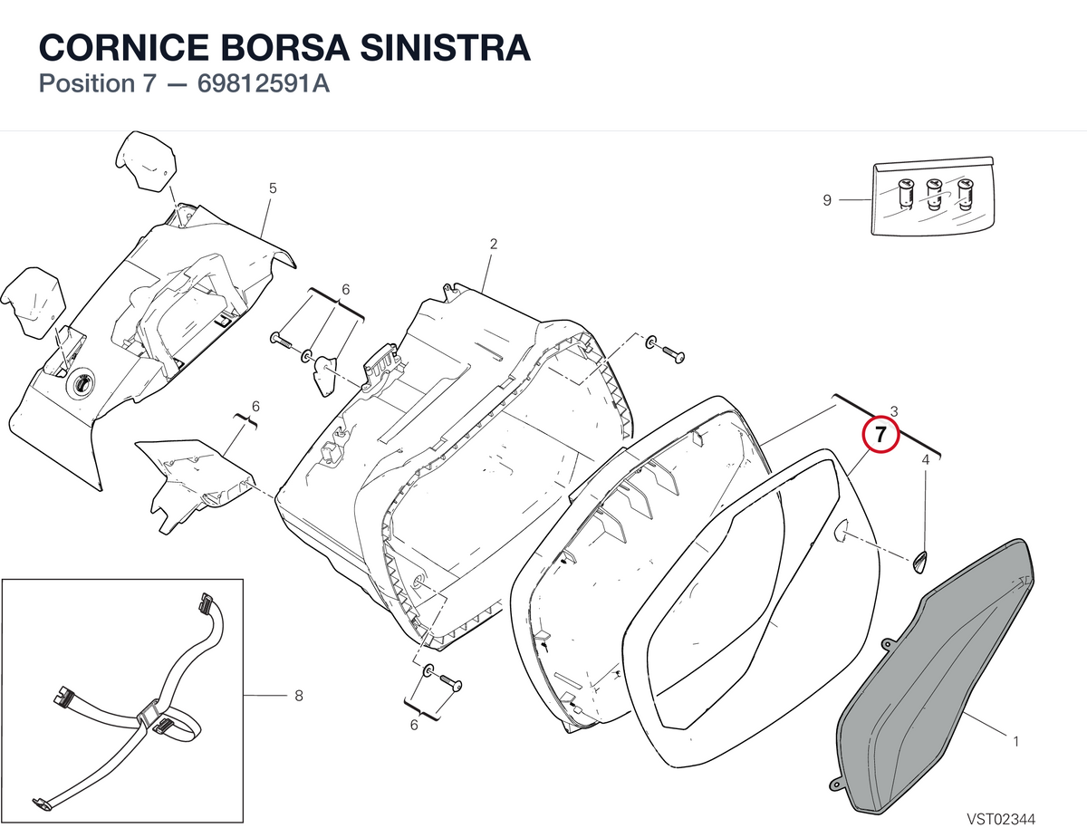 CORNICE BORSA SINISTRA 69812591A diagram position