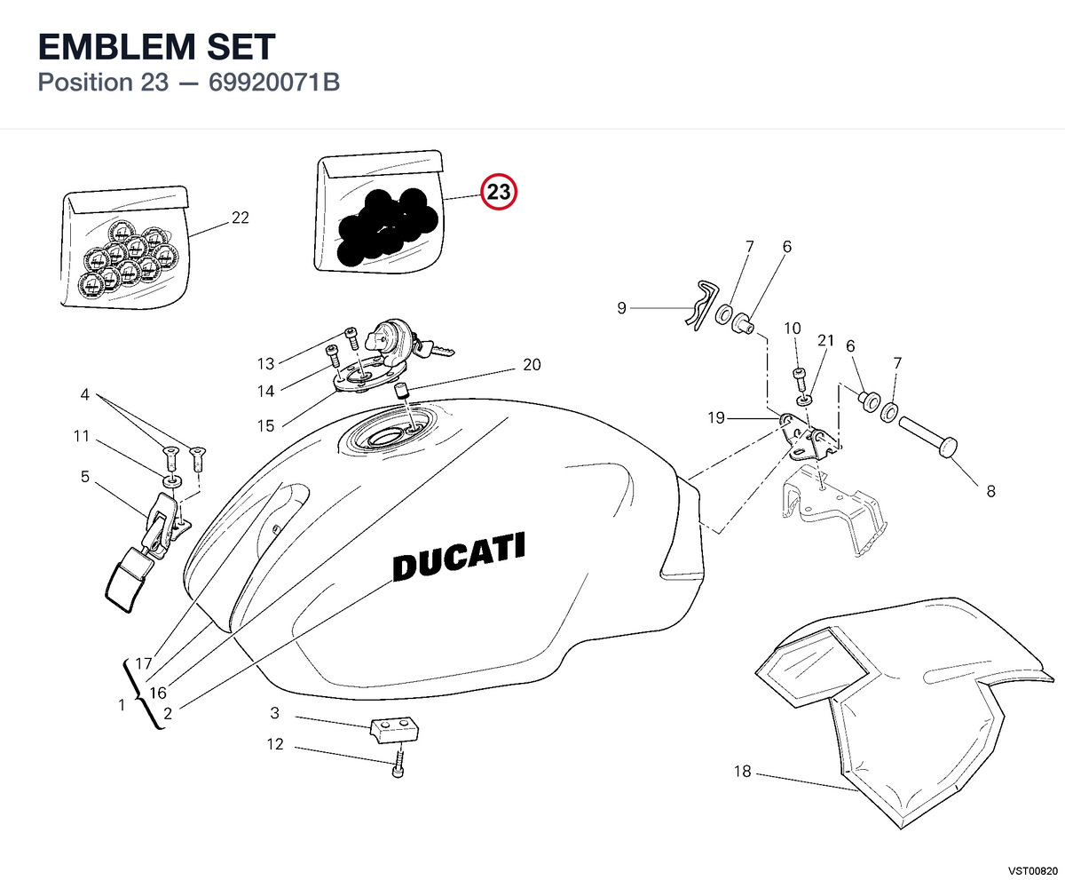 EMBLEM SET 69920071B diagram position