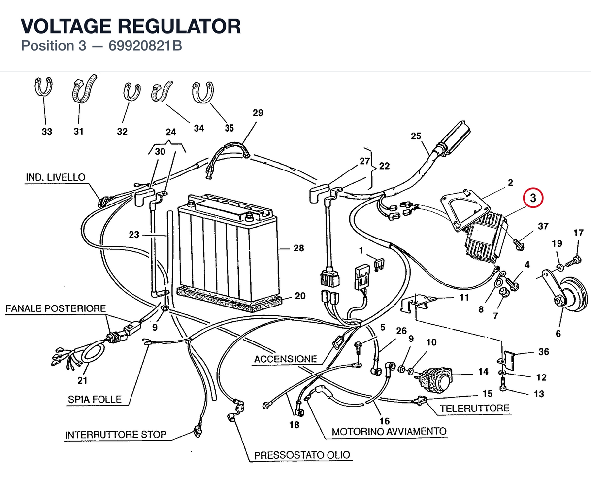 VOLTAGE REGULATOR 69920821B diagram position