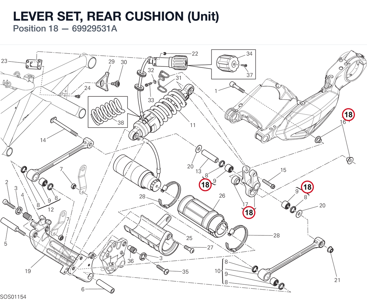 LEVER SET, REAR CUSHION (Unit) 69929531A diagram position