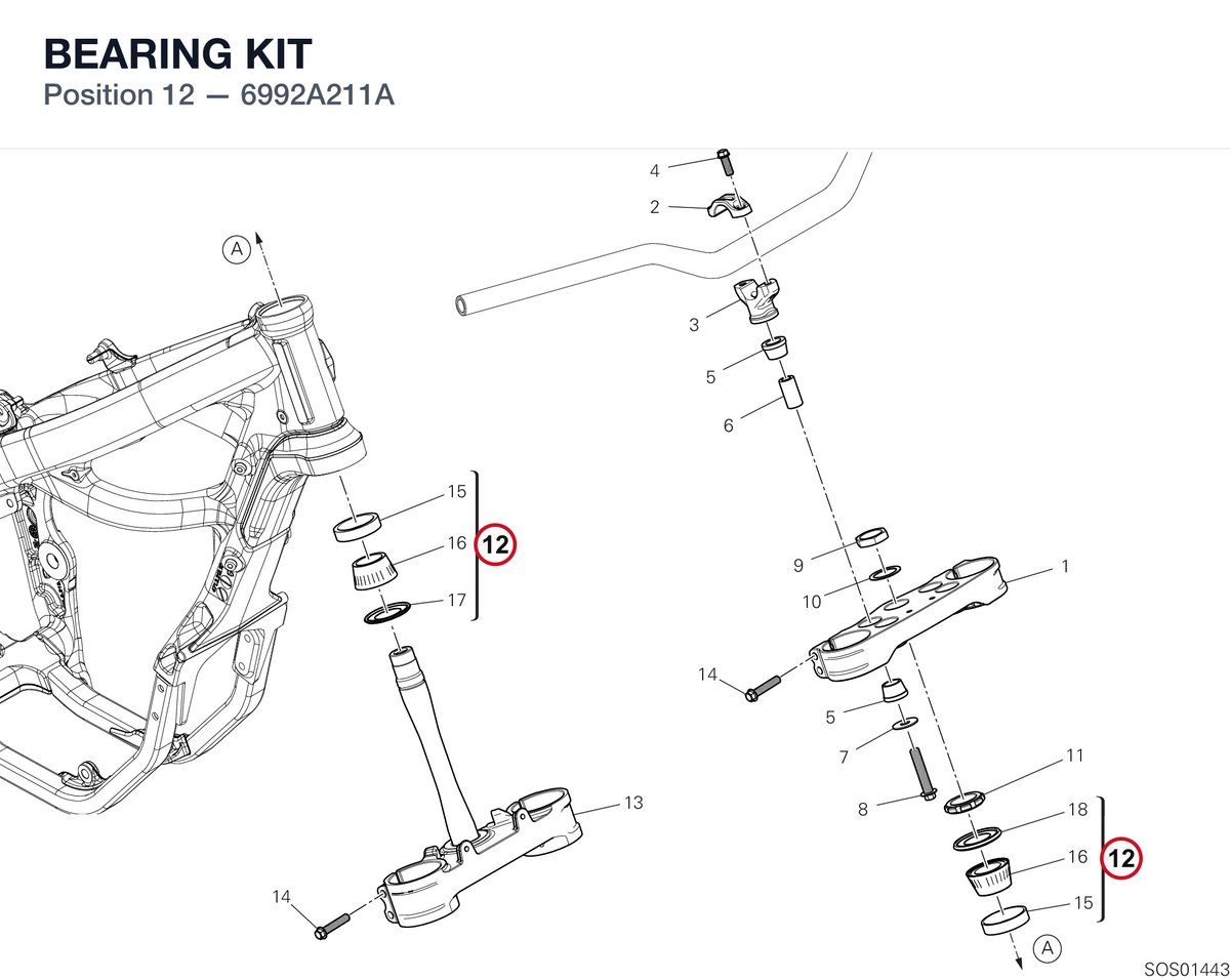BEARING KIT 6992A211A diagram position