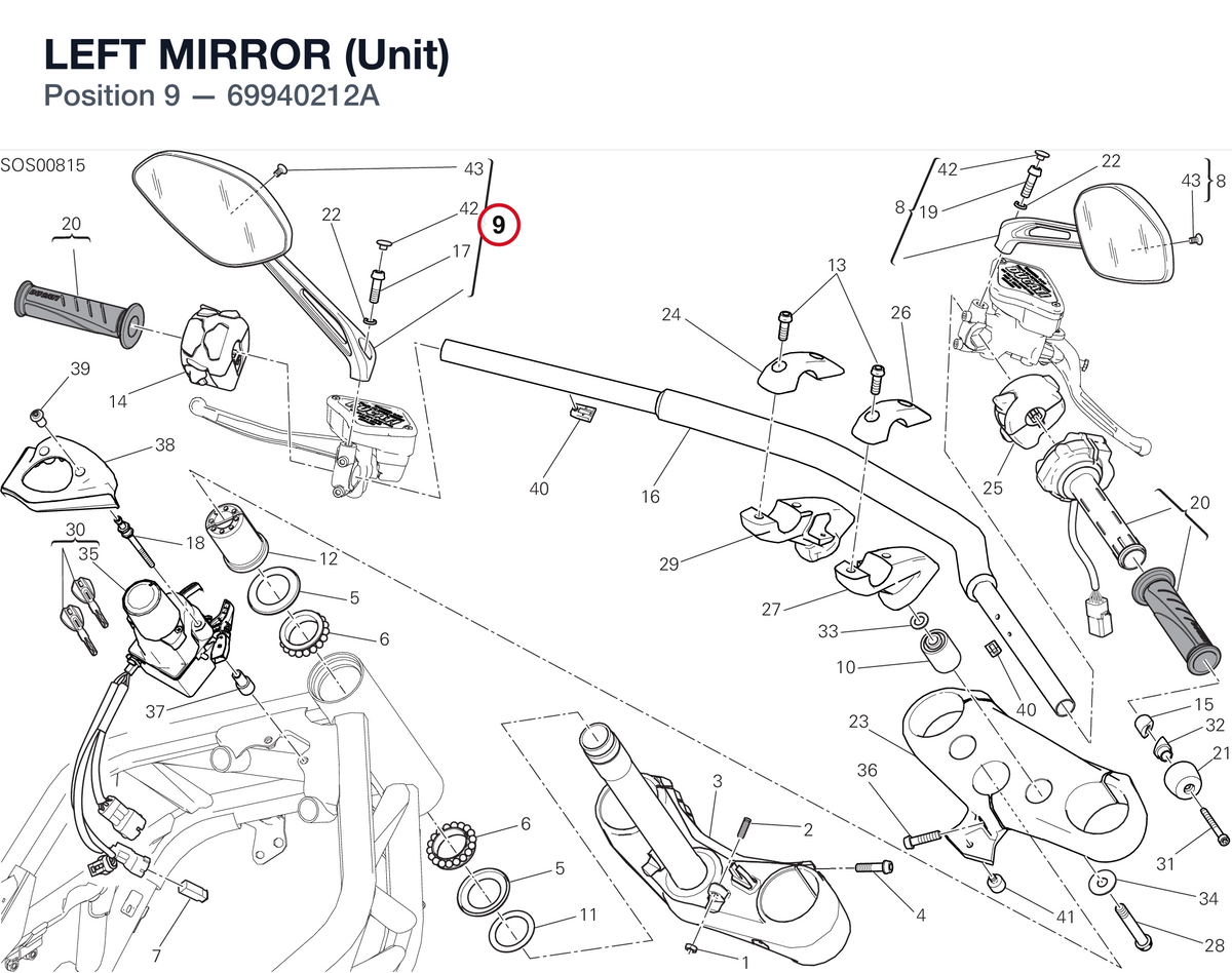 LEFT MIRROR (Unit) 69940212A diagram position