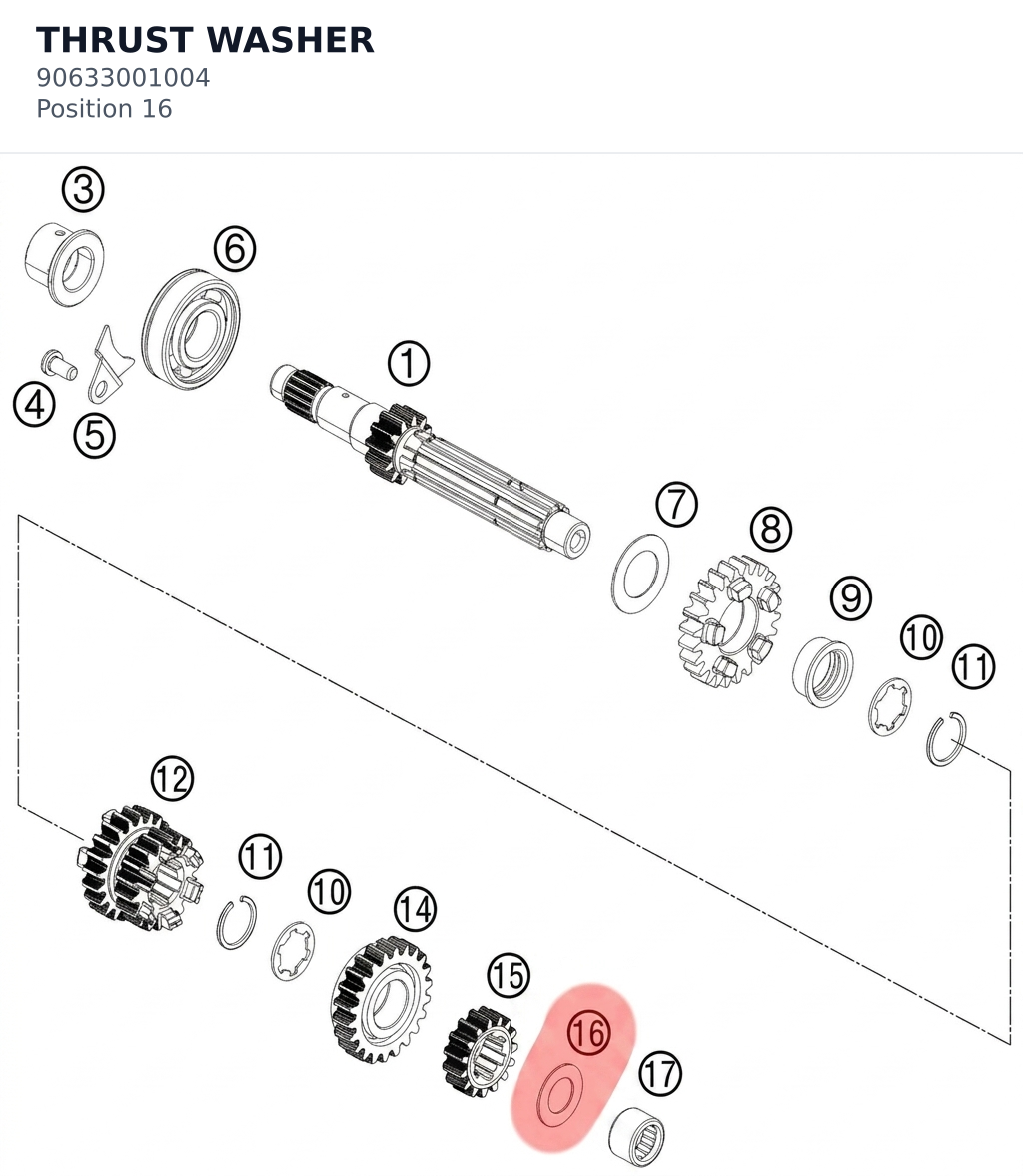 Diagram preview: THRUST WASHER (90633001004)