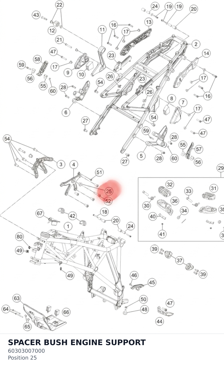Diagram preview: SPACER BUSH ENGINE SUPPORT (60303007000)