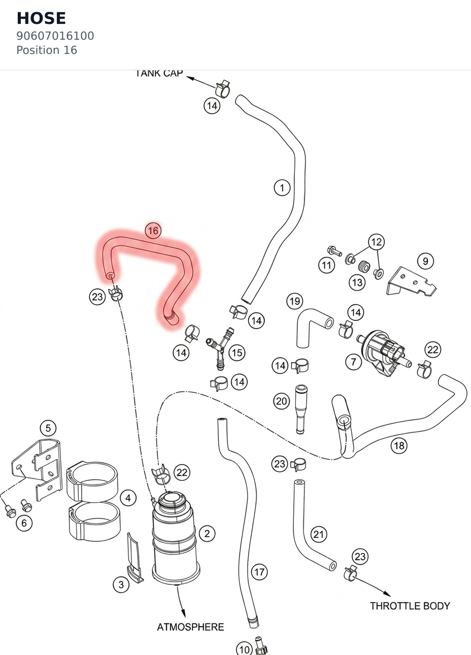 Diagram preview: HOSE (90607016100)