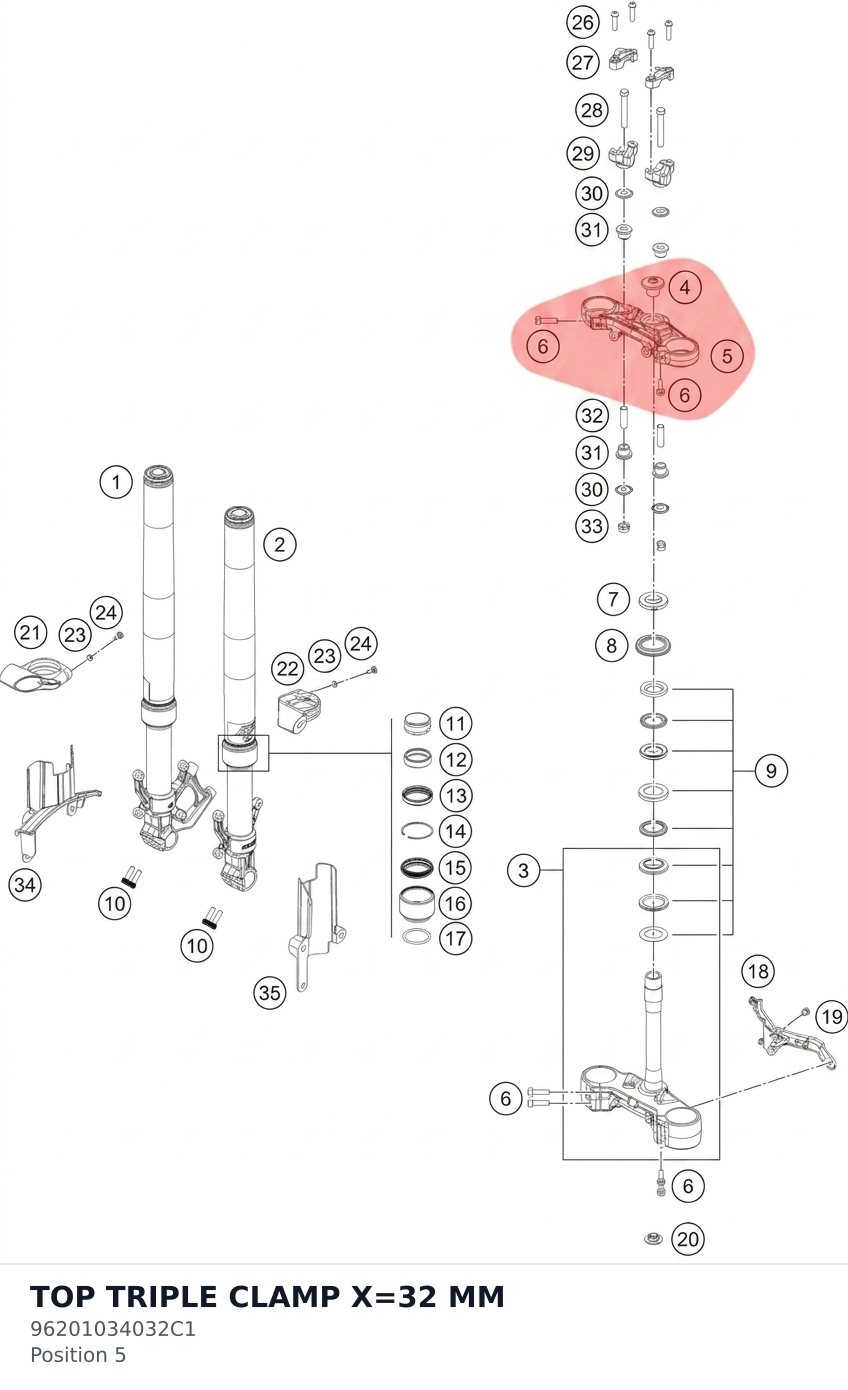 Diagram preview: TOP TRIPLE CLAMP X=32 MM (96201034032C1)
