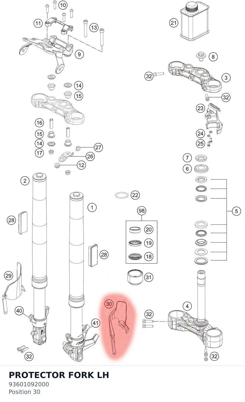 Diagram preview: PROTECTOR FORK LH (93601092000)