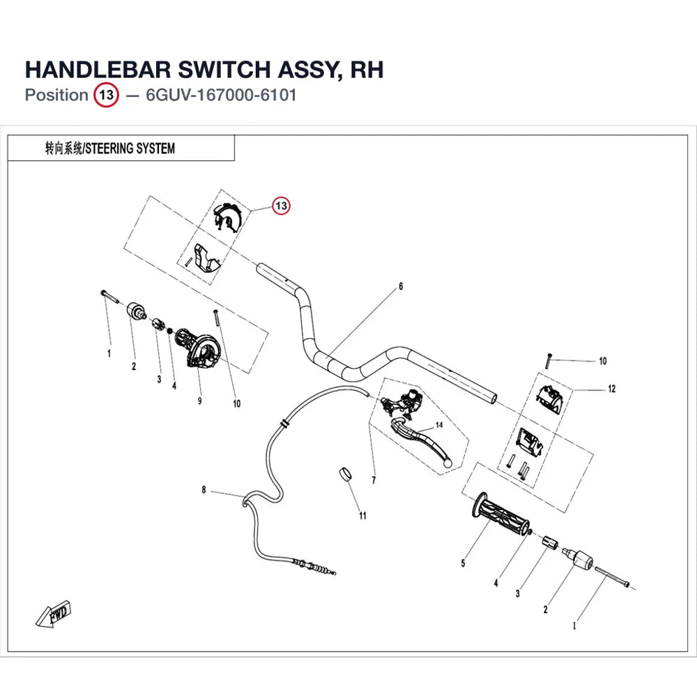 HANDLEBAR SWITCH ASSY, RH product image