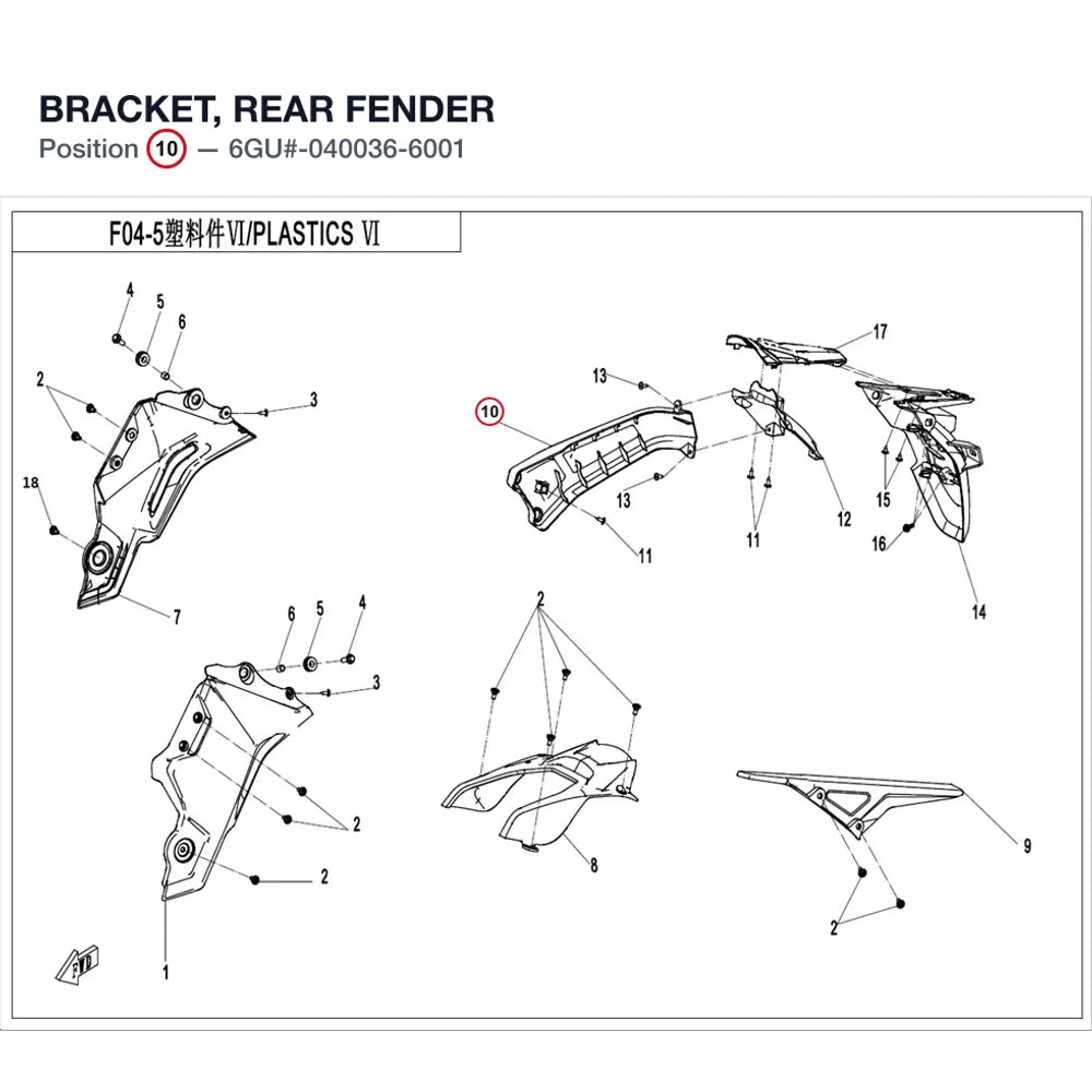 BRACKET, REAR FENDER product image