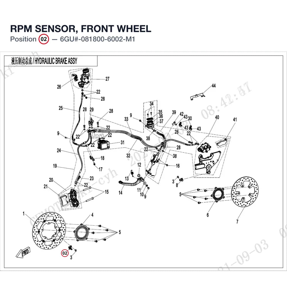 RPM SENSOR, FRONT WHEEL product image