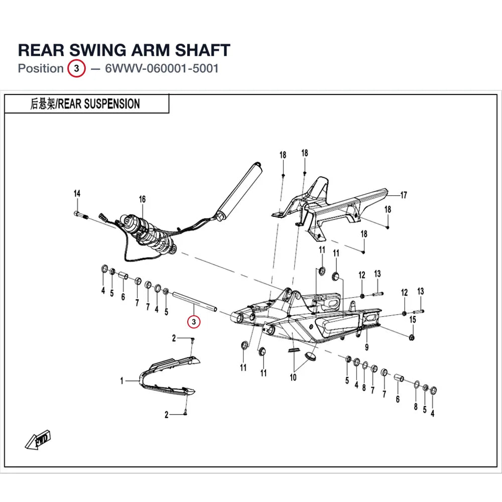 REAR SWING ARM SHAFT product image