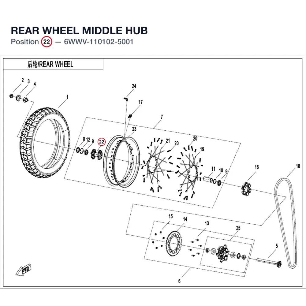 REAR WHEEL MIDDLE HUB product image