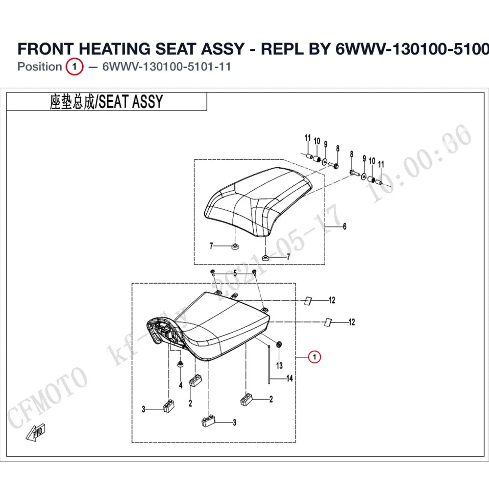 FRONT HEATING SEAT ASSY - REPL BY 6WWV-130100-5100-11 product image