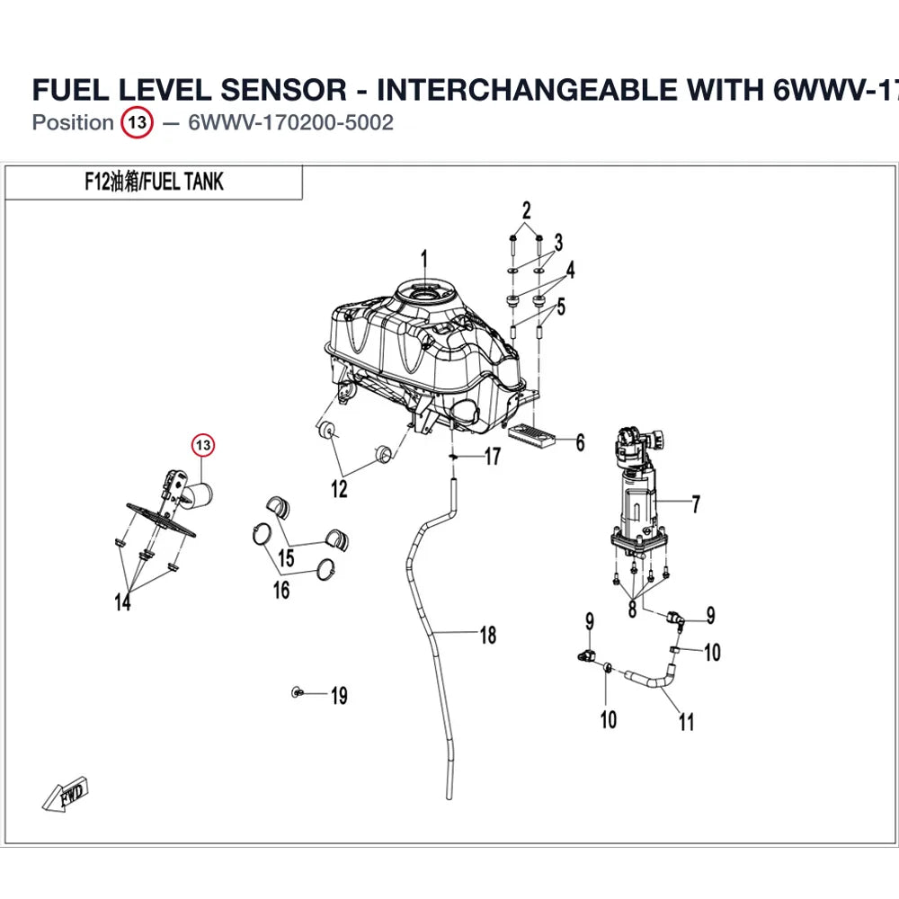 FUEL LEVEL SENSOR - INTERCHANGEABLE WITH 6WWV-170200-5000 product image