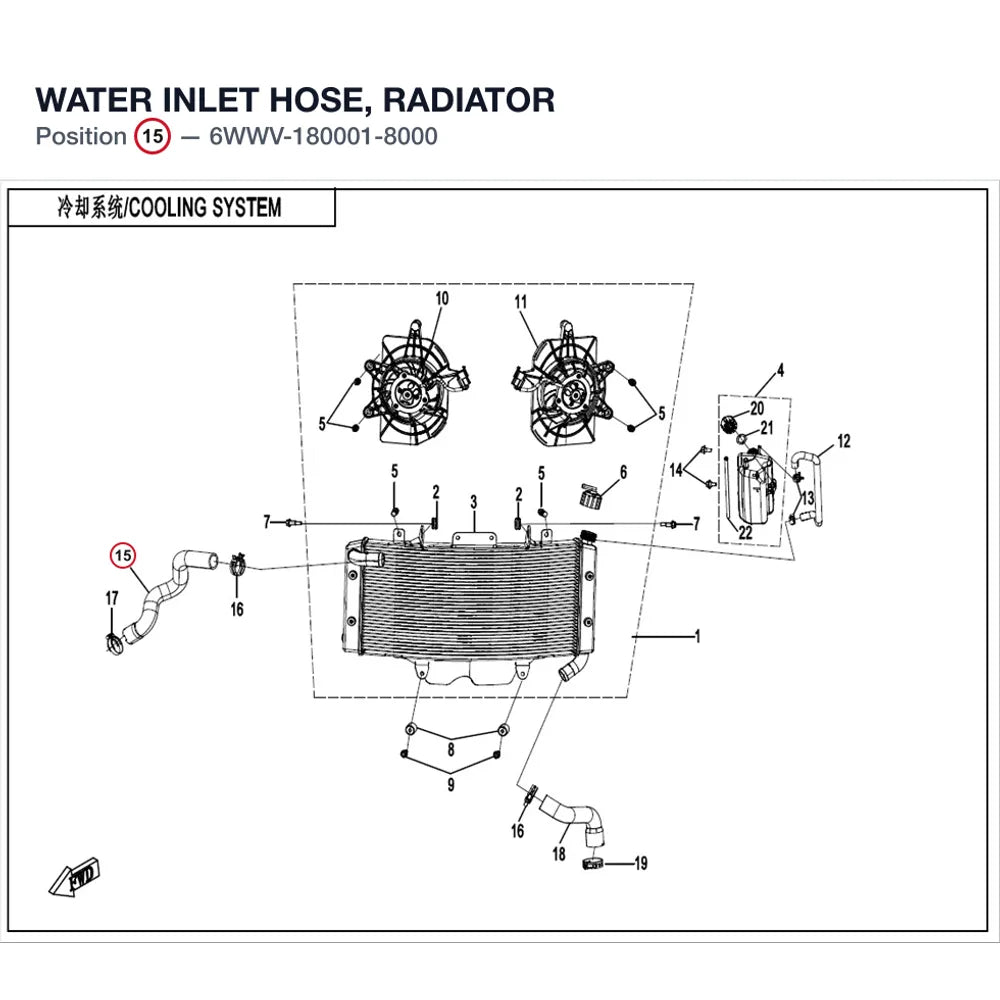 WATER INLET HOSE, RADIATOR product image