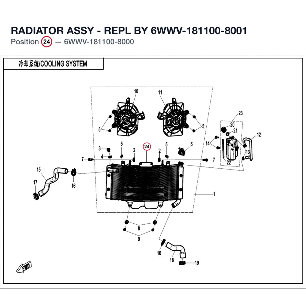 RADIATOR ASSY - REPL BY 6WWV-181100-8001 product image