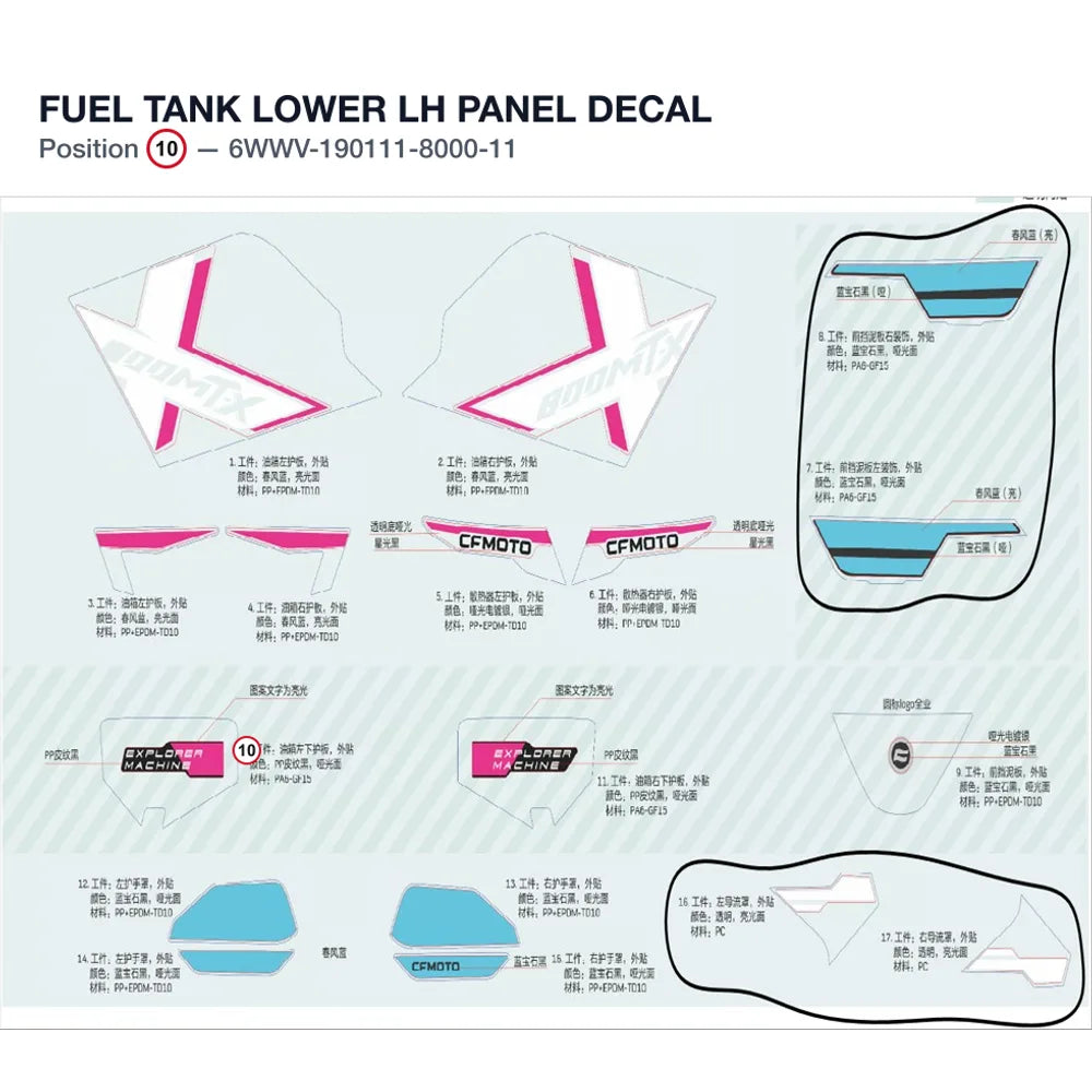 FUEL TANK LOWER LH PANEL DECAL product image