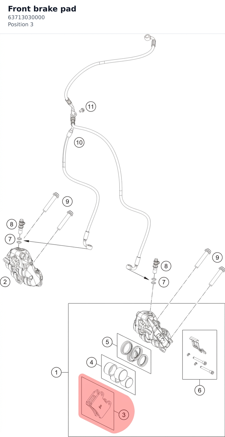 Diagram preview: Front brake pad (63713030000)